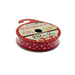 Ribbon Printed Big Dots Red 12mm x 2m